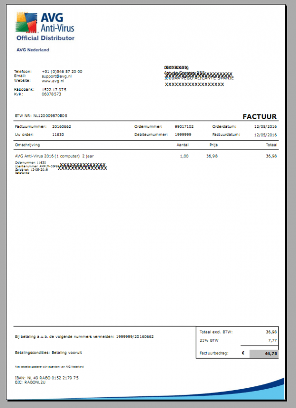 voorbeeld factuur AXIT Automatisering BV